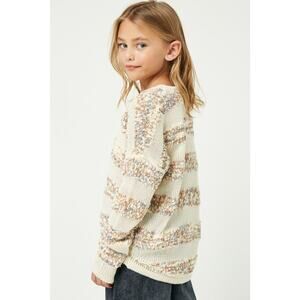 HAYDEN Poppy Popcorn Striped Crew Neck Sweater Girls Medium